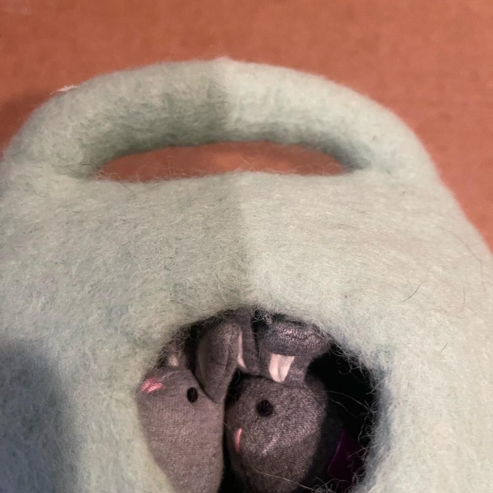 Lovevery Mint Green Felted Burrow with 2 Bunnies